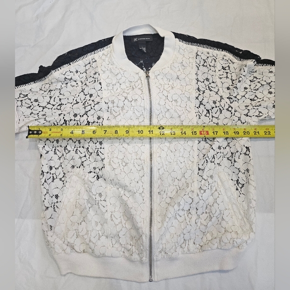 INC,Woman,Spring Casual Jacket,Black-White,Sz L,Cotton-Nylon, Elastic lace,Zip. - Picture 6 of 10